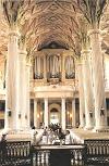 Interior of the St. Thomas Church in Leipzig, with a view of the organ loft Interior of the St. Thomas Church in Leipzig, with a view of the organ loft