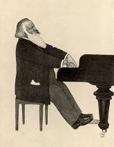 cartoon of Brahms playing the piano cartoon of Brahms playing the piano