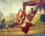 George Frideric Handel on the Royal barge with King George I - 19th century painting by E.J.C. Hamman commemorating the Water Music George Frideric Handel on the Royal barge with King George I - 19th century painting by E.J.C. Hamman commemorating the Water Music