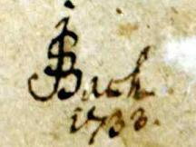 This 1733 signature of Bach seems almost playful, with its inventive rendering of his initials - click to enlarge This 1733 signature of Bach seems almost playful, with its inventive rendering of his initials