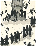 Silhouette by Otto Böhler, representing Johannes Brahms' arrival in Heaven Silhouette by Otto Böhler, representing Johannes Brahms' arrival in Heaven