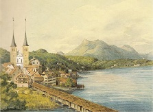 Watercolor of Lucerne, Switzerland by Mendelssohn - click to enlarge Watercolor of Lucerne, Switzerland by Mendelssohn