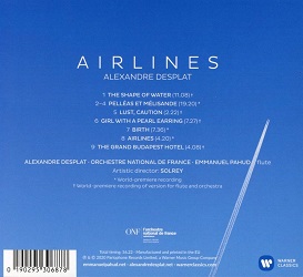 Alexandre Desplat: Airlines - album back cover Alexandre Desplat: Airlines - album back cover