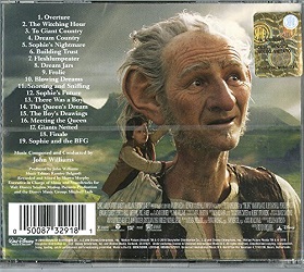 John Williams: The BFG - film score CD back cover John Williams: The BFG - film score CD back cover