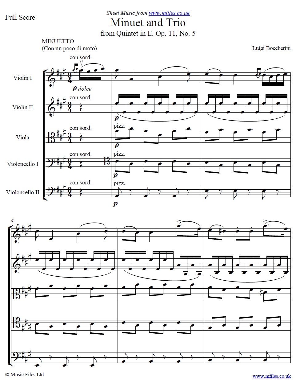 Boccherini's Minuet - click to download sheet music Boccherini's Minuet - sheet music 1st page