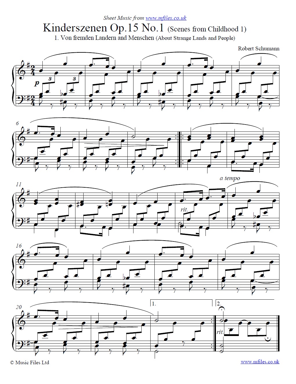 Schumann's About Strange Lands and People - click to download sheet music Schumann's About Strange Lands and People - piano sheet music 1st page