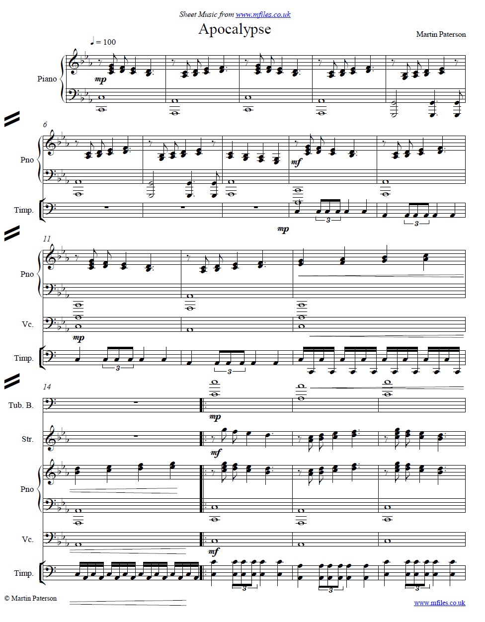 Apocalypse by Martin Paterson - click to download sheet music Apocalypse by Martin Paterson - sheet music 1st page