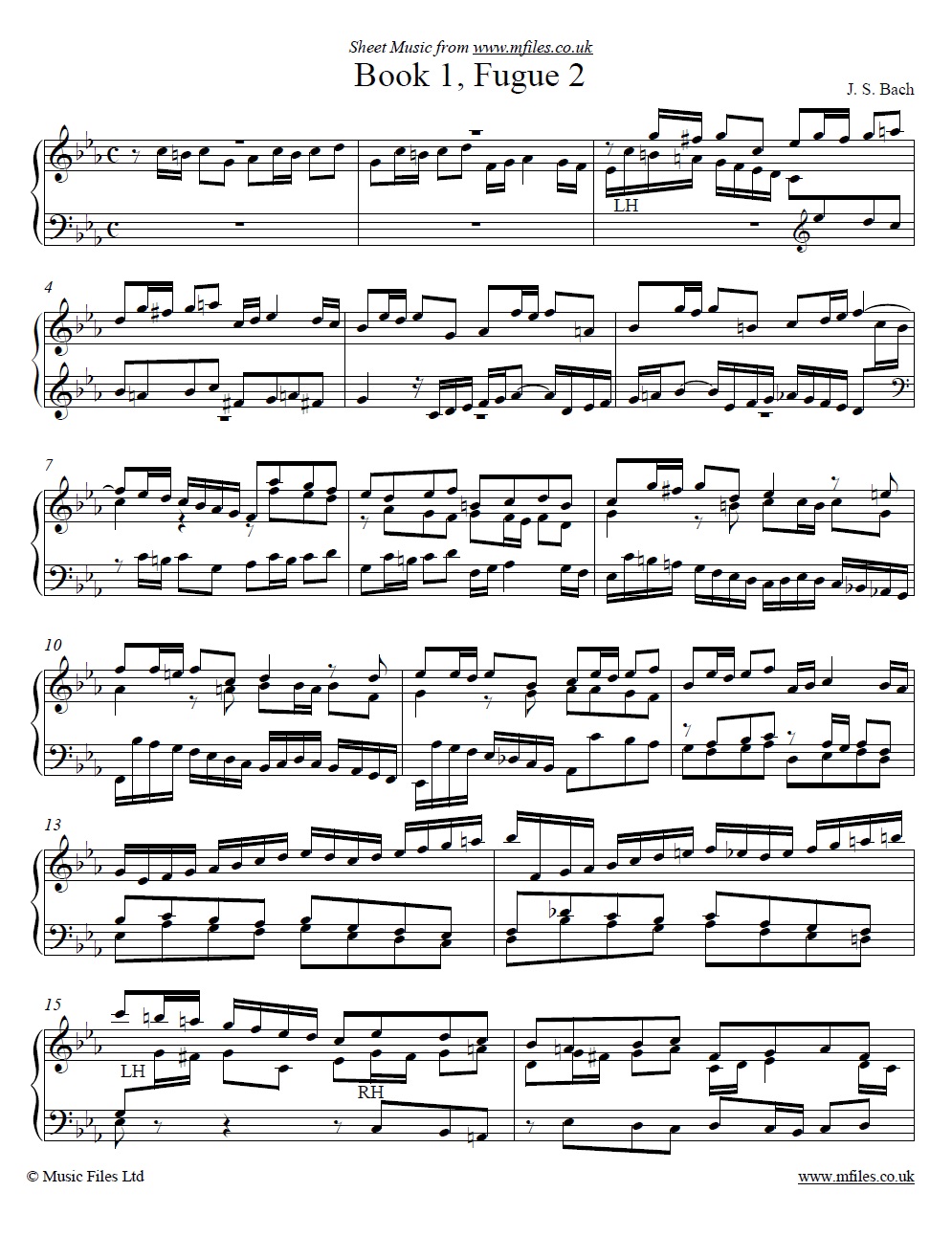 Bach's Fugue No.2 from book 1 of the WTC - click to download sheet music Bach's Fugue No.2 from book 1 of the WTC - sheet music 1st page