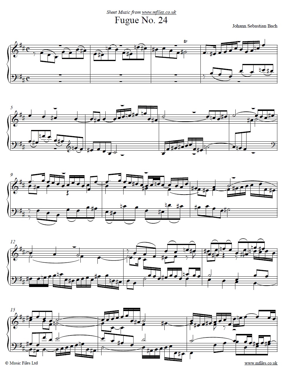 Bach's Fugue No.24 from book 1 of the WTC - click to download sheet music Bach's Fugue No.24 from book 1 of the WTC - sheet music 1st page