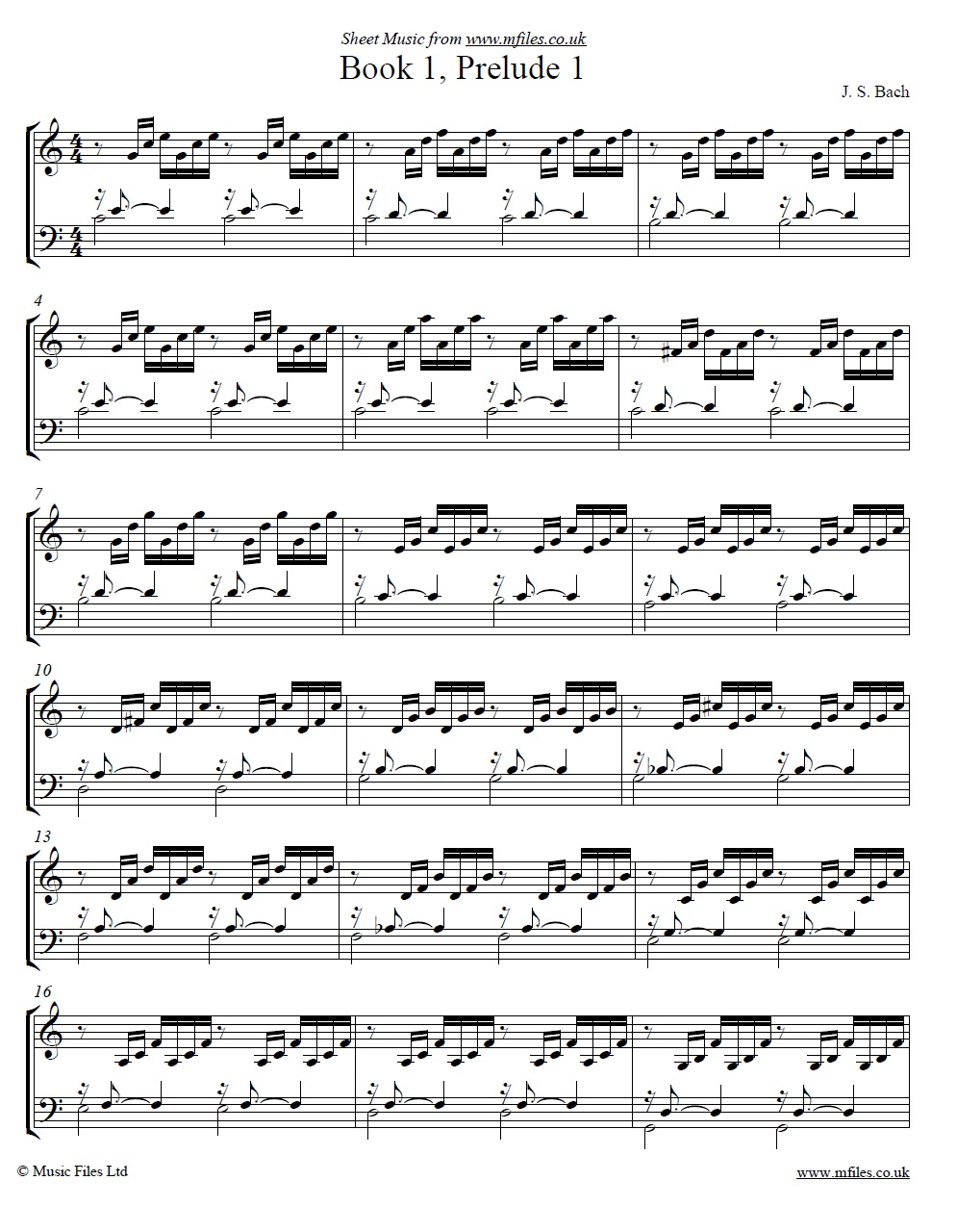 Bach's Prelude No.1 from book 1 of the WTC - click to download sheet music Bach's Prelude No.1 from book 1 of the WTC - sheet music 1st page
