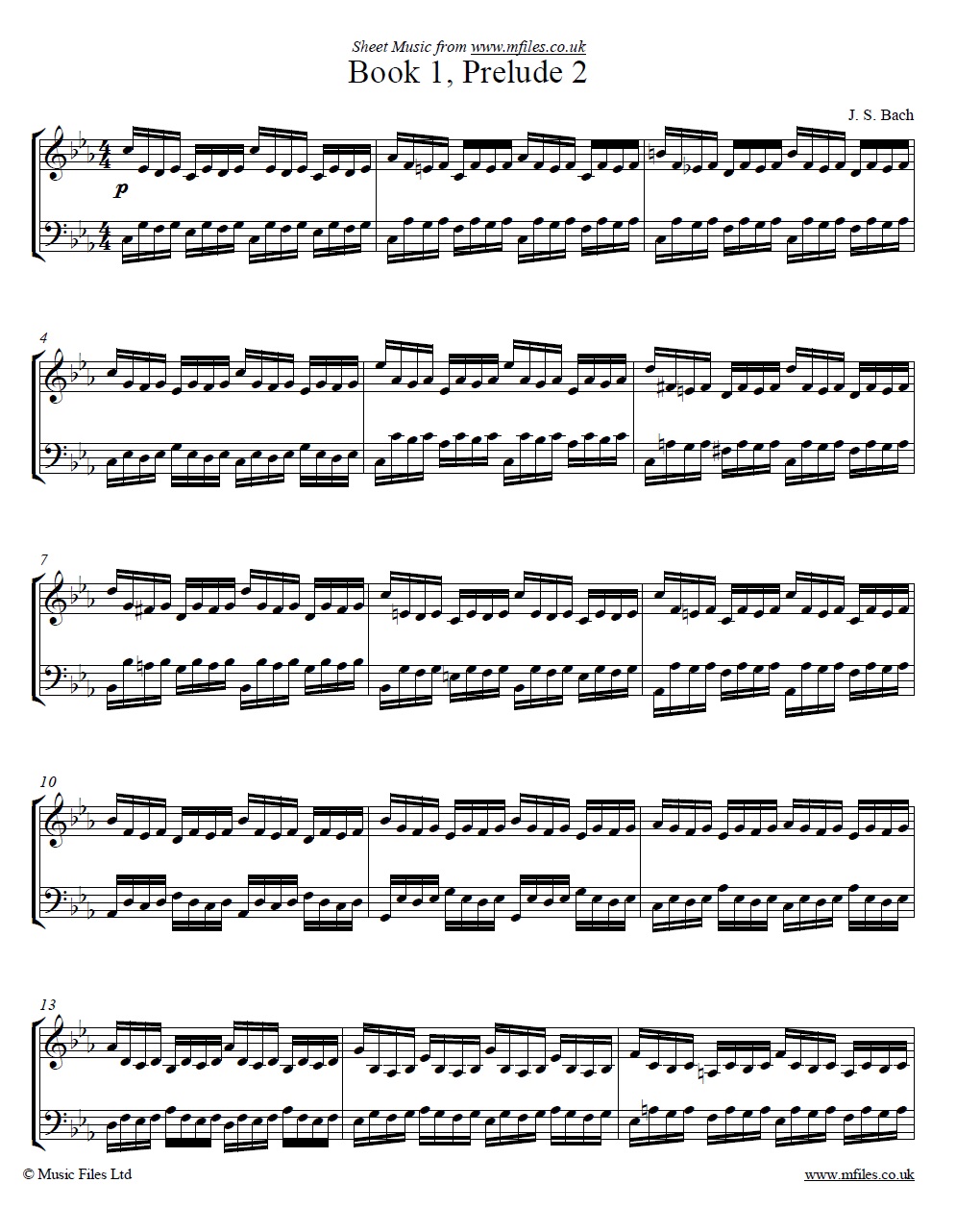 Bach's Prelude No.2 from book 1 of the WTC - click to download sheet music Bach's Prelude No.2 from book 1 of the WTC - sheet music 1st page