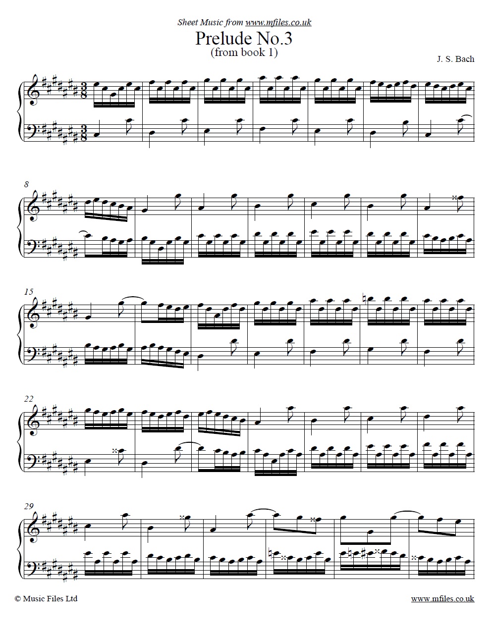 Bach's Prelude No.3 from book 1 of the WTC - click to download sheet music Bach's Prelude No.3 from book 1 of the WTC - sheet music 1st page