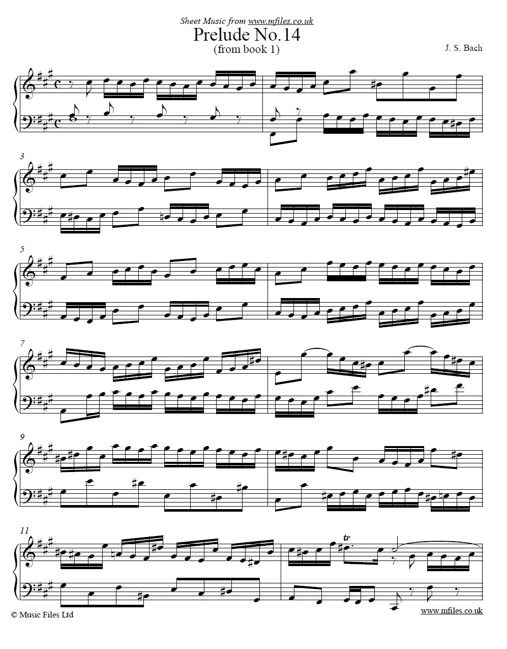 Bach's Prelude No.14 from book 1 of the WTC - click to download sheet music Bach's Prelude No.14 from book 1 of the WTC - sheet music 1st page