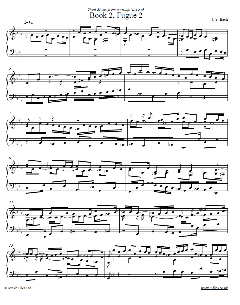 Bach's Fugue No.2 from book 2 of the WTC - click to download sheet music Bach's Fugue No.2 from book 2 of the WTC - sheet music 1st page