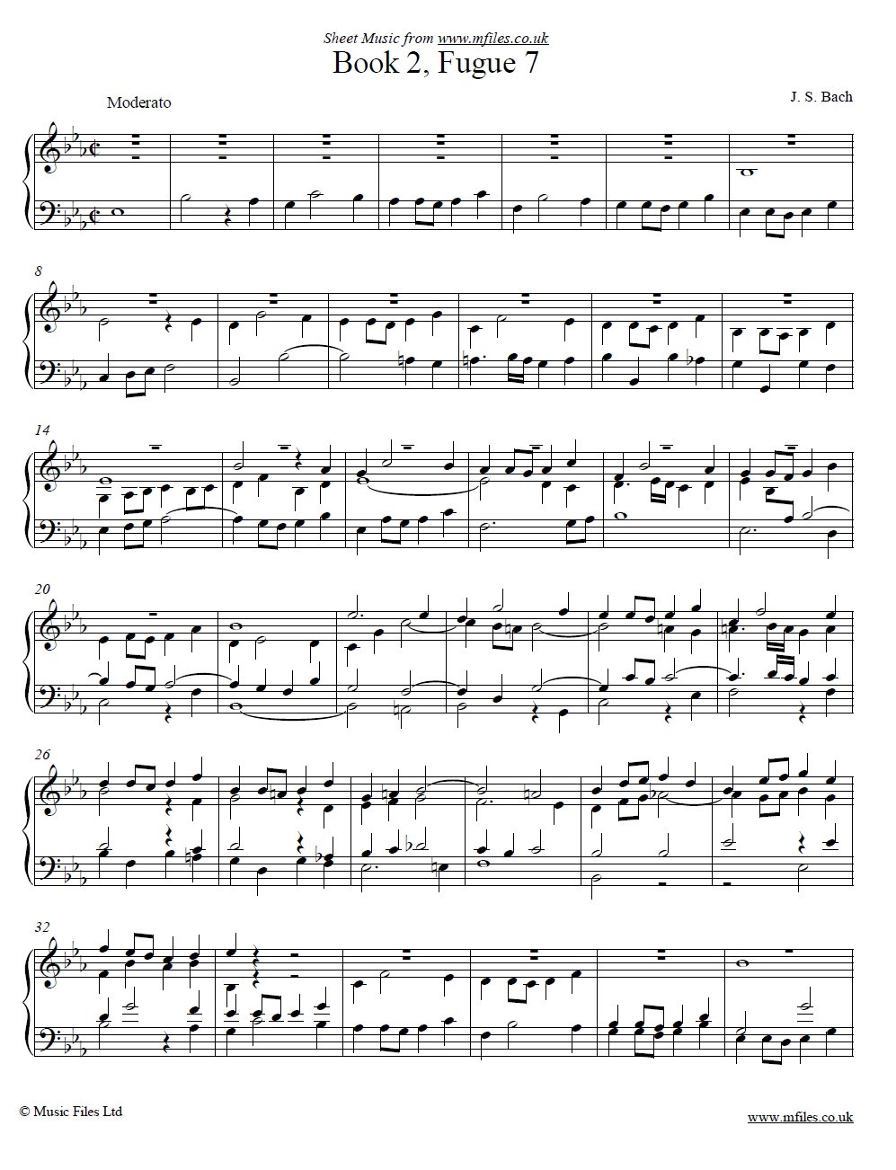 Bach's Fugue No.7 from book 2 of the WTC - click to download sheet music Bach's Fugue No.7 from book 2 of the WTC - sheet music 1st page