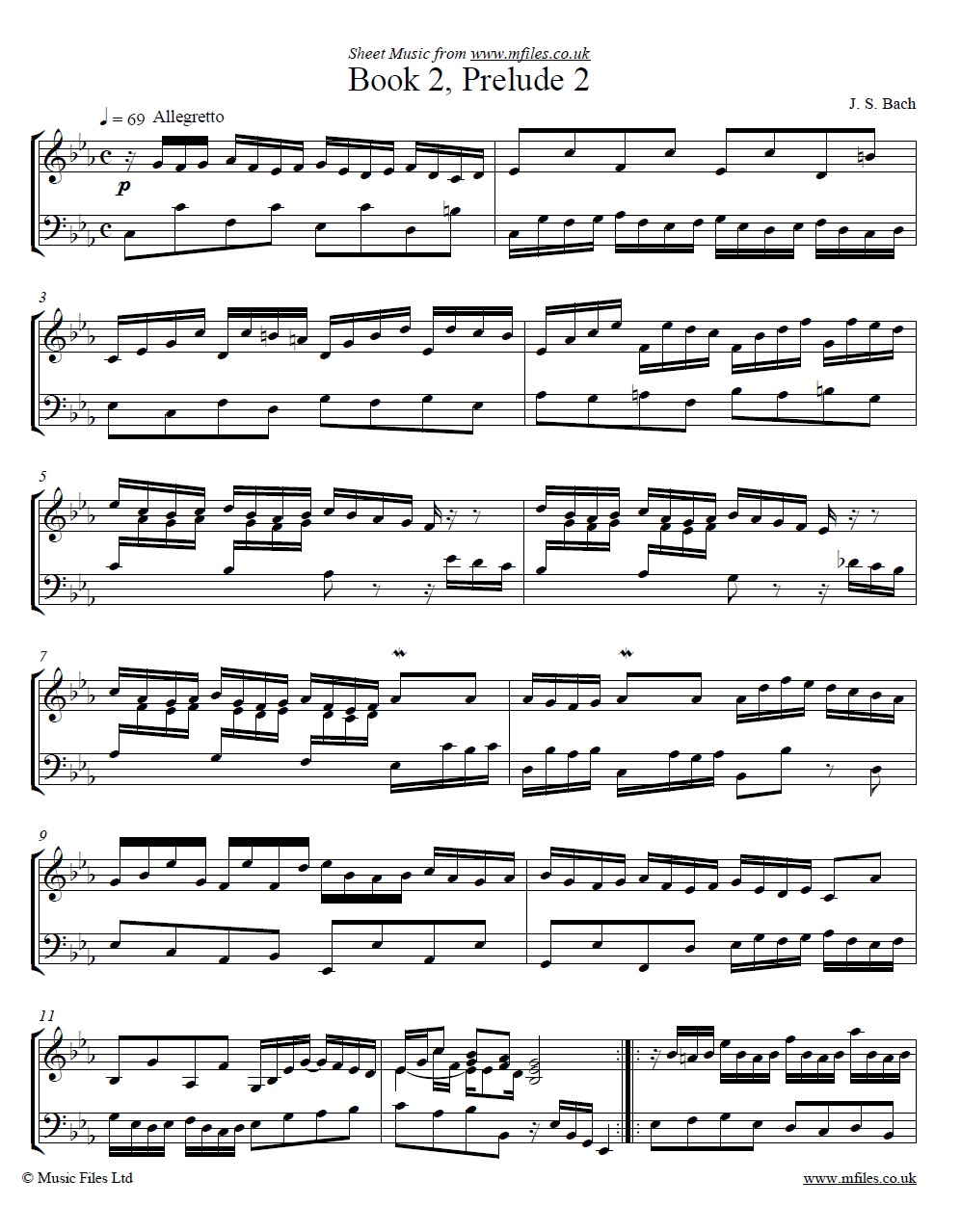 Bach's Prelude No.2 from book 2 of the WTC - click to download sheet music Bach's Prelude No.2 from book 2 of the WTC - sheet music 1st page