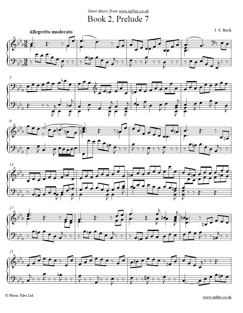 Bach's Prelude No.7 from book 2 of the WTC - click to download sheet music Bach's Prelude No.7 from book 2 of the WTC - sheet music 1st page