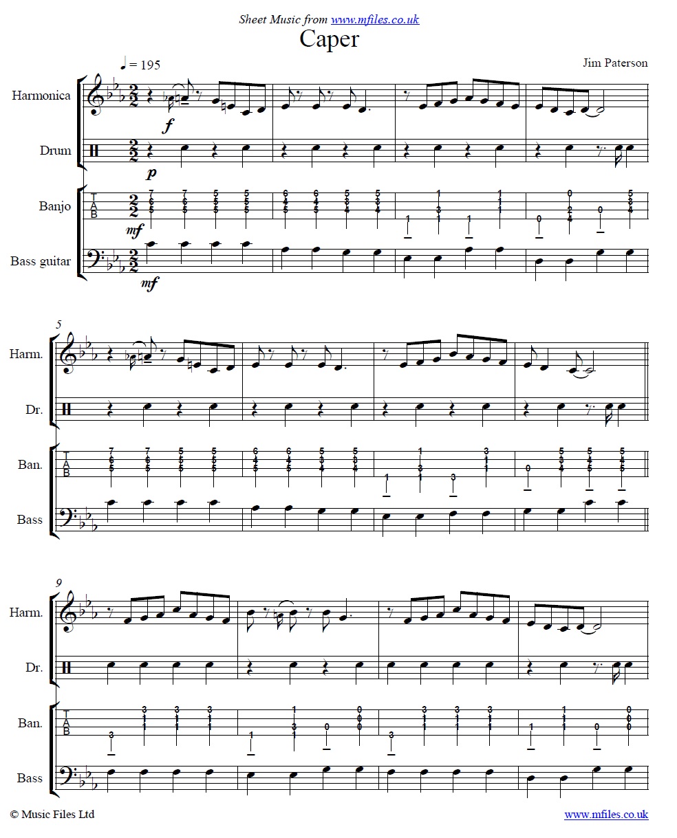 Caper Arranged by Jim Paterson - click to download sheet music Caper Arranged by Jim Paterson - sheet music 1st page