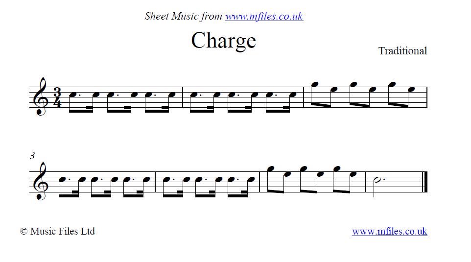 Charge (bugle call) - click to download sheet music Charge (bugle call) - sheet music 1st page