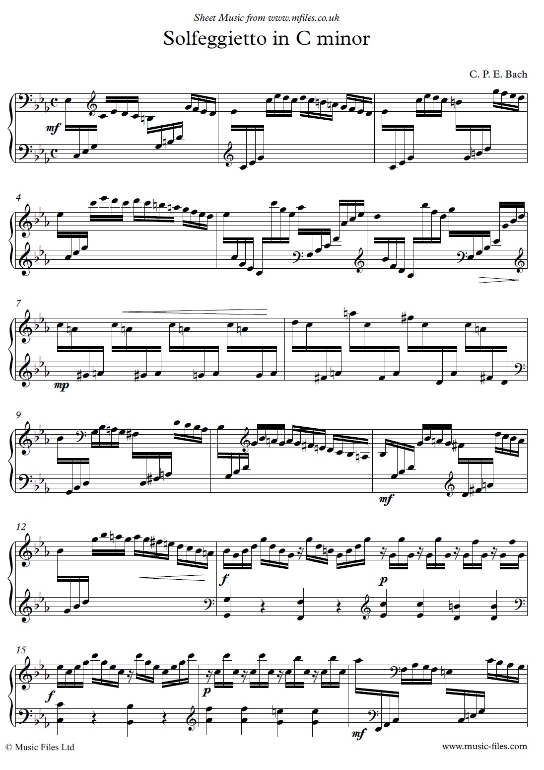 Carl Philipp Emanuel Bach's Solfeggietto - click to download sheet music Carl Philipp Emanuel Bach's Solfeggietto - sheet music 1st page