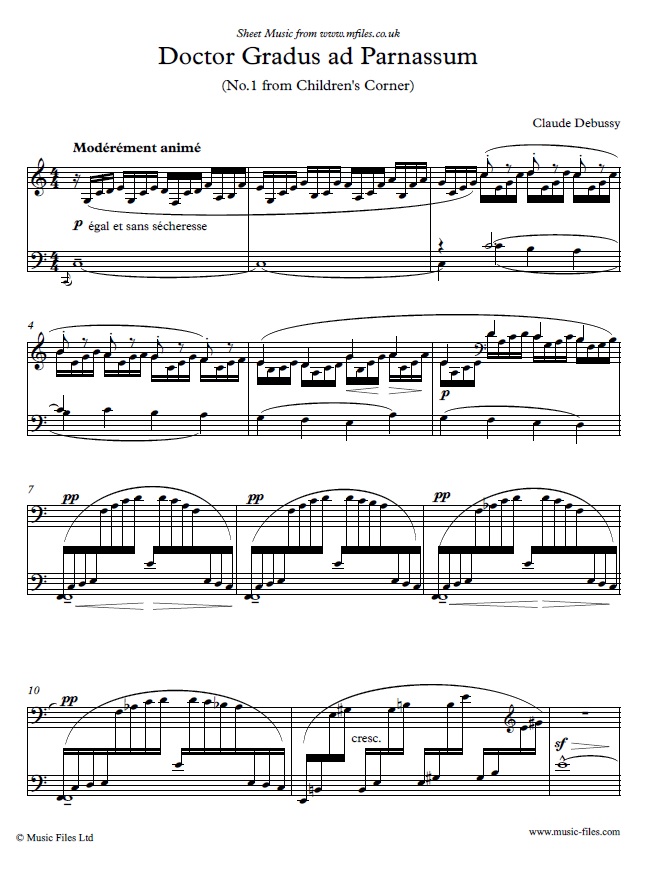 Debussy's Doctor Gradus ad Parnassum for Piano - click to download sheet music Debussy's Doctor Gradus ad Parnassum for Piano - sheet music 1st page