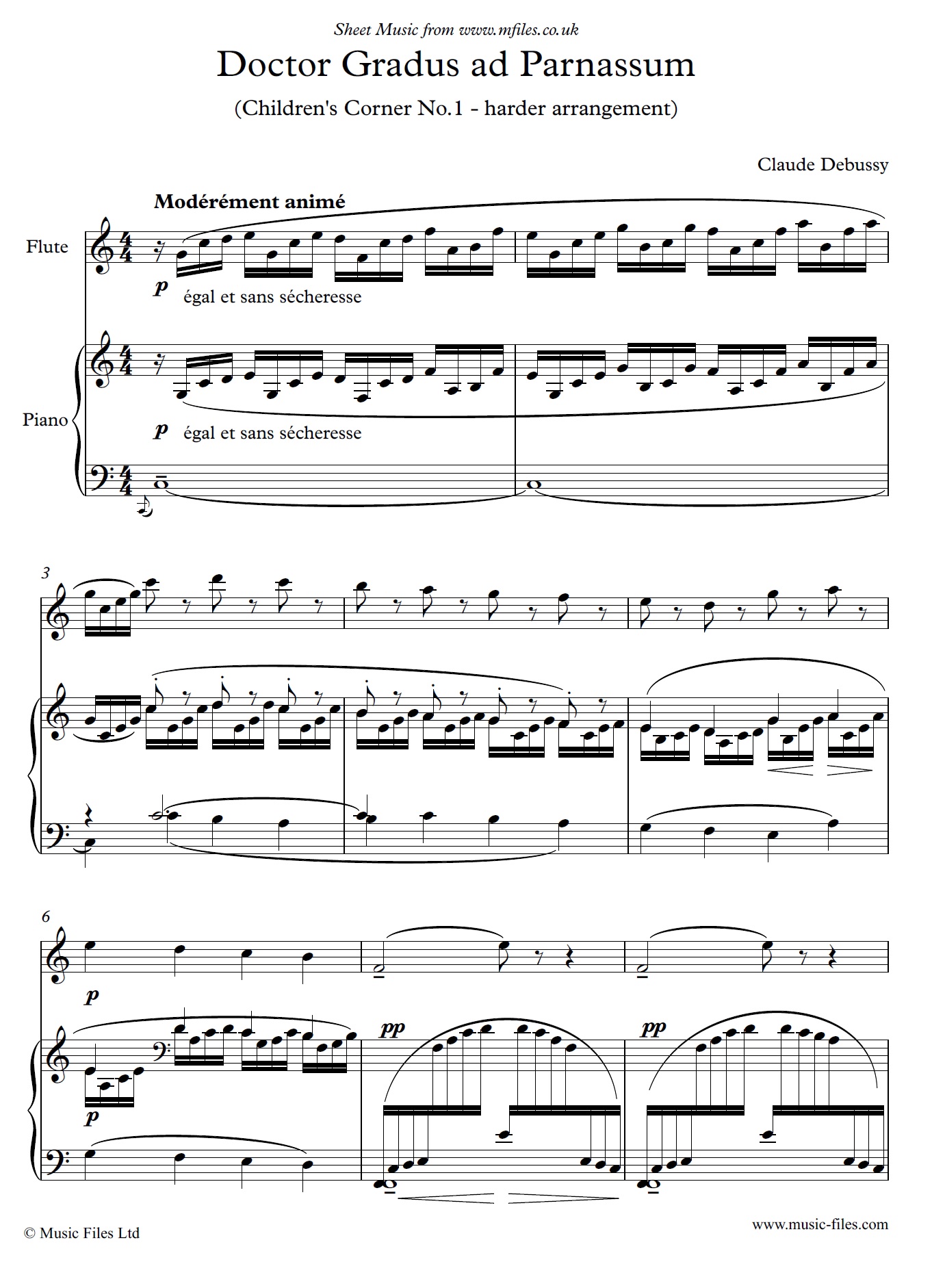 Debussy's Doctor Gradus ad Parnassum (Harder) for Flute and Piano - click to download sheet music Debussy's Doctor Gradus ad Parnassum (Harder) for Flute and Piano - sheet music 1st page