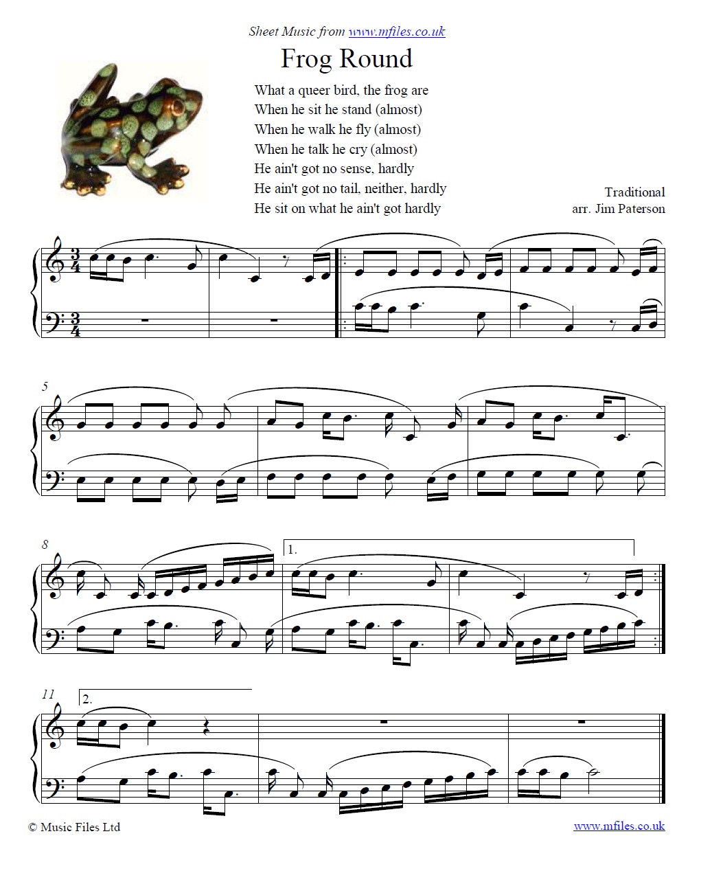The Frog Round - click to download sheet music The Frog Round - sheet music 1st page