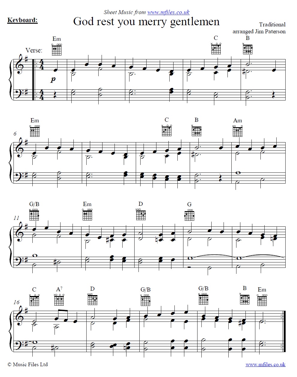 God rest you merry gentlemen for piano - click to download sheet music God rest you merry gentlemen for piano - sheet music 1st page