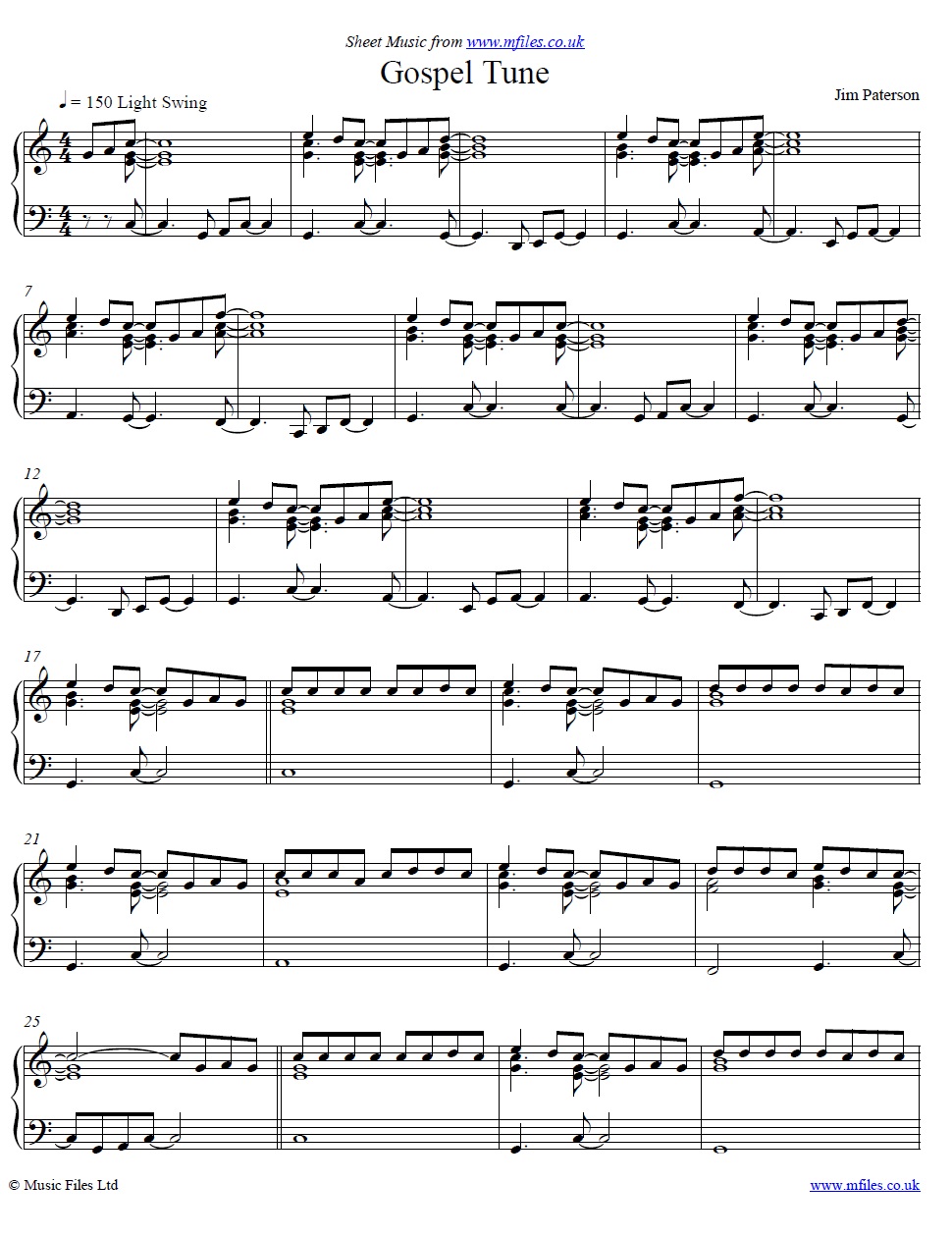 Gospel Tune by Jim Paterson for piano - click to download sheet music Gospel Tune by Jim Paterson for piano - sheet music 1st page