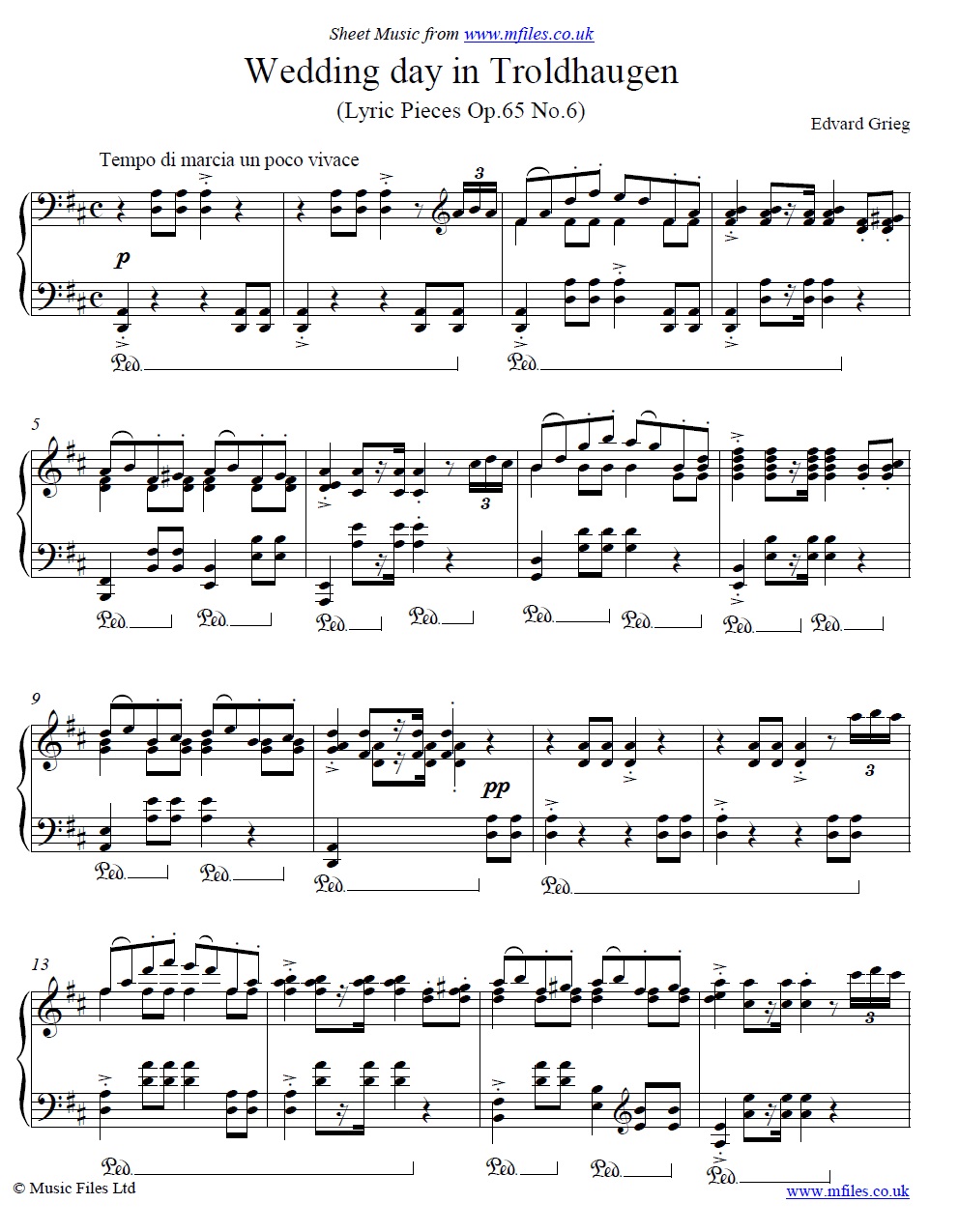 Grieg's Wedding Day at Troldhaugen (Lyric Piece Op.65 No.6) for piano - click to download sheet music Grieg's Wedding Day at Troldhaugen (Lyric Piece Op.65 No.6) for piano - sheet music 1st page