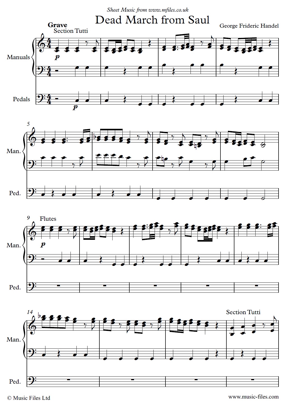 Handel's Dead March from Saul (arranged for Organ) - click to download sheet music Handel's Dead March from Saul (arranged for Organ) - sheet music 1st page
