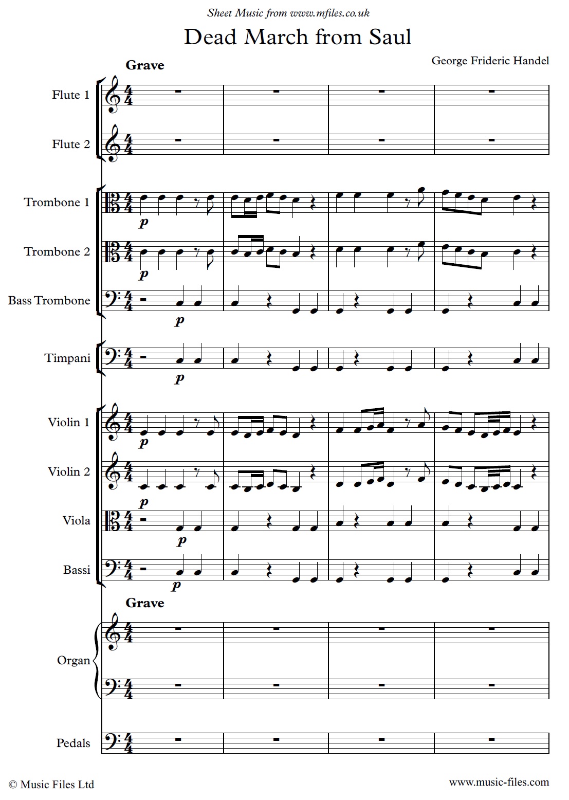 Handel's Dead March from Saul - click to download sheet music Handel's Dead March from Saul - sheet music 1st page