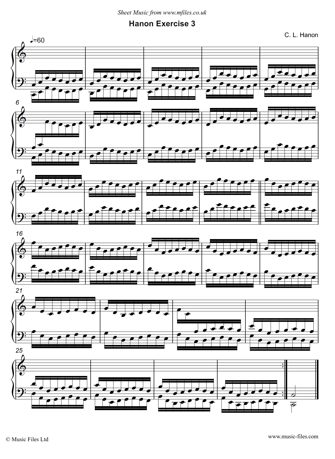 Hanon Exercise no.03 for Piano - click to download sheet music Hanon Exercise no.03 for Piano - piano sheet music 1st page