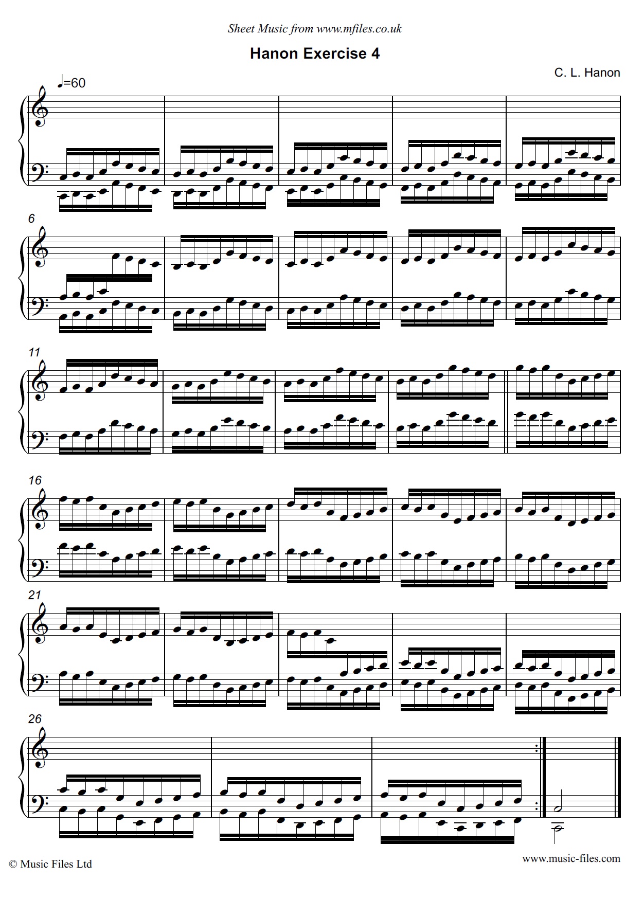 Hanon Exercise no.04 for Piano - click to download sheet music Hanon Exercise no.04 for Piano - piano sheet music 1st page