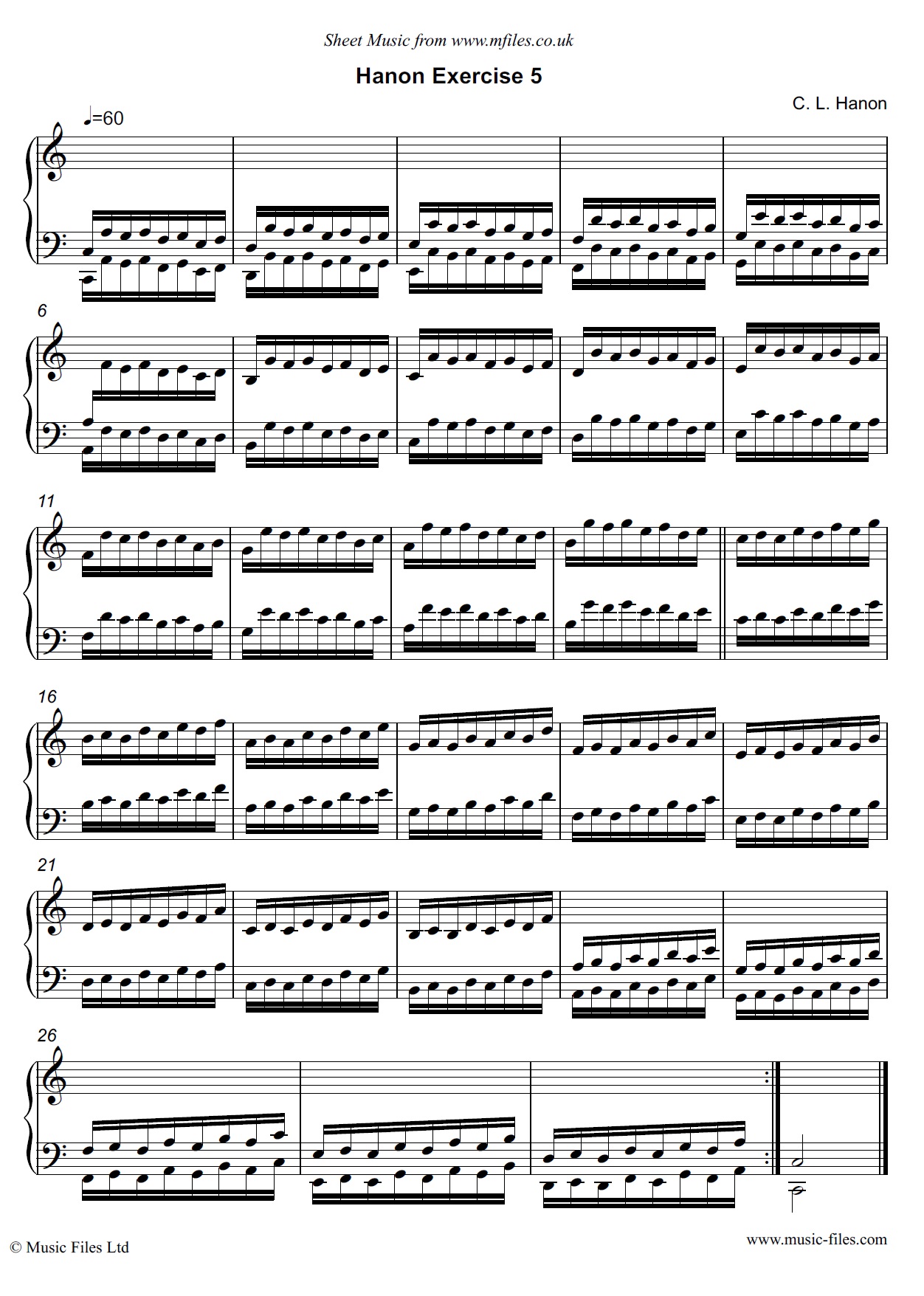 Hanon Exercise no.05 for Piano - click to download sheet music Hanon Exercise no.05 for Piano - piano sheet music 1st page