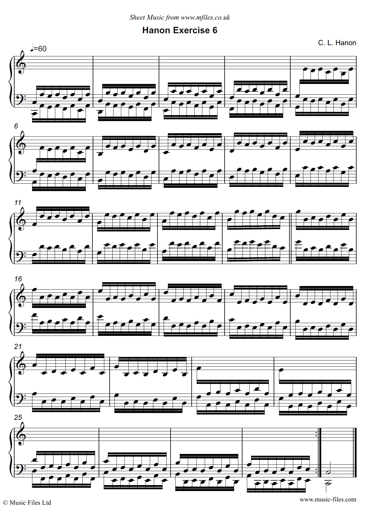 Hanon Exercise no.06 for Piano - click to download sheet music Hanon Exercise no.06 for Piano - piano sheet music 1st page