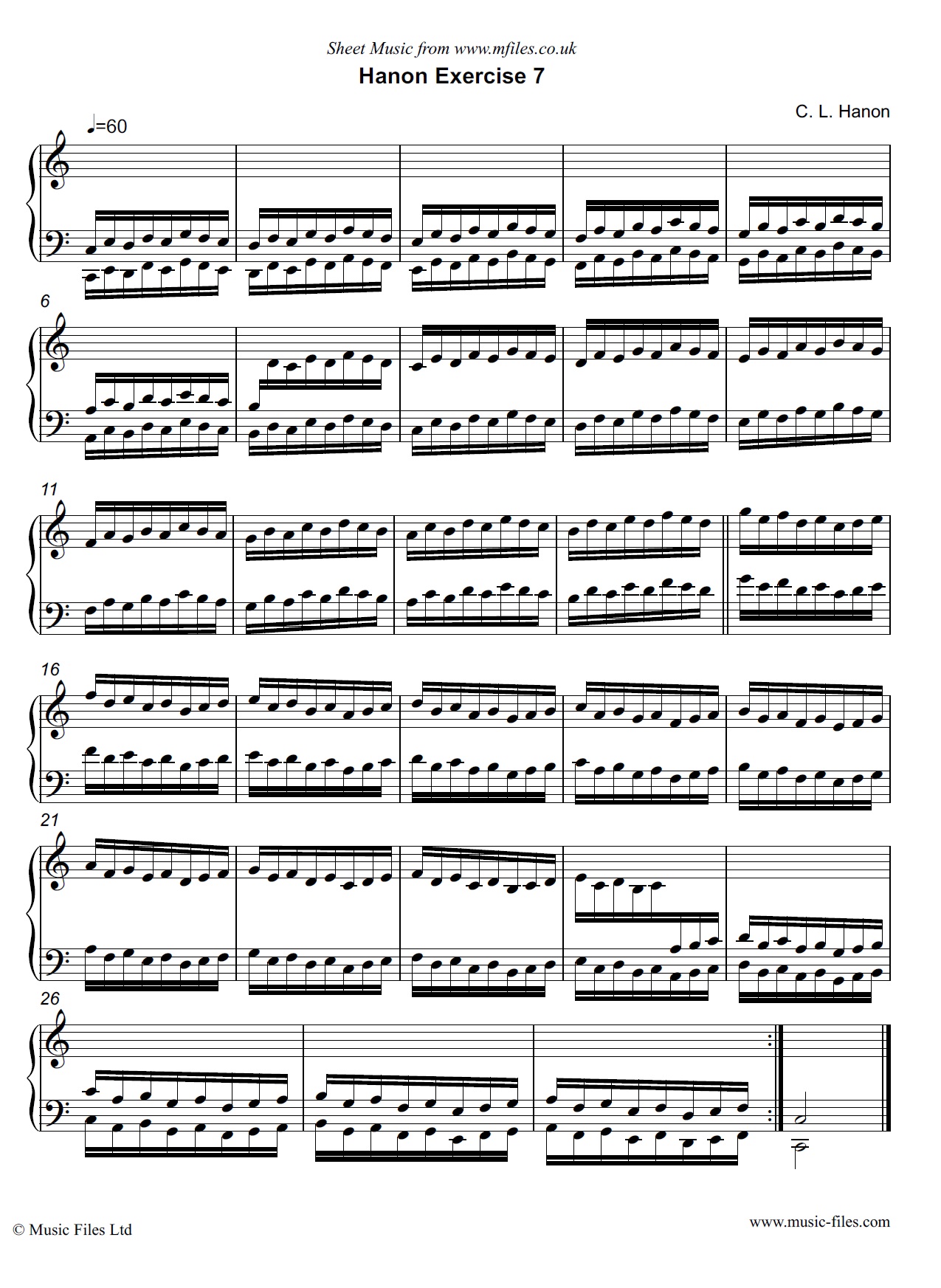 Hanon Exercise no.07 for Piano - click to download sheet music Hanon Exercise no.07 for Piano - piano sheet music 1st page