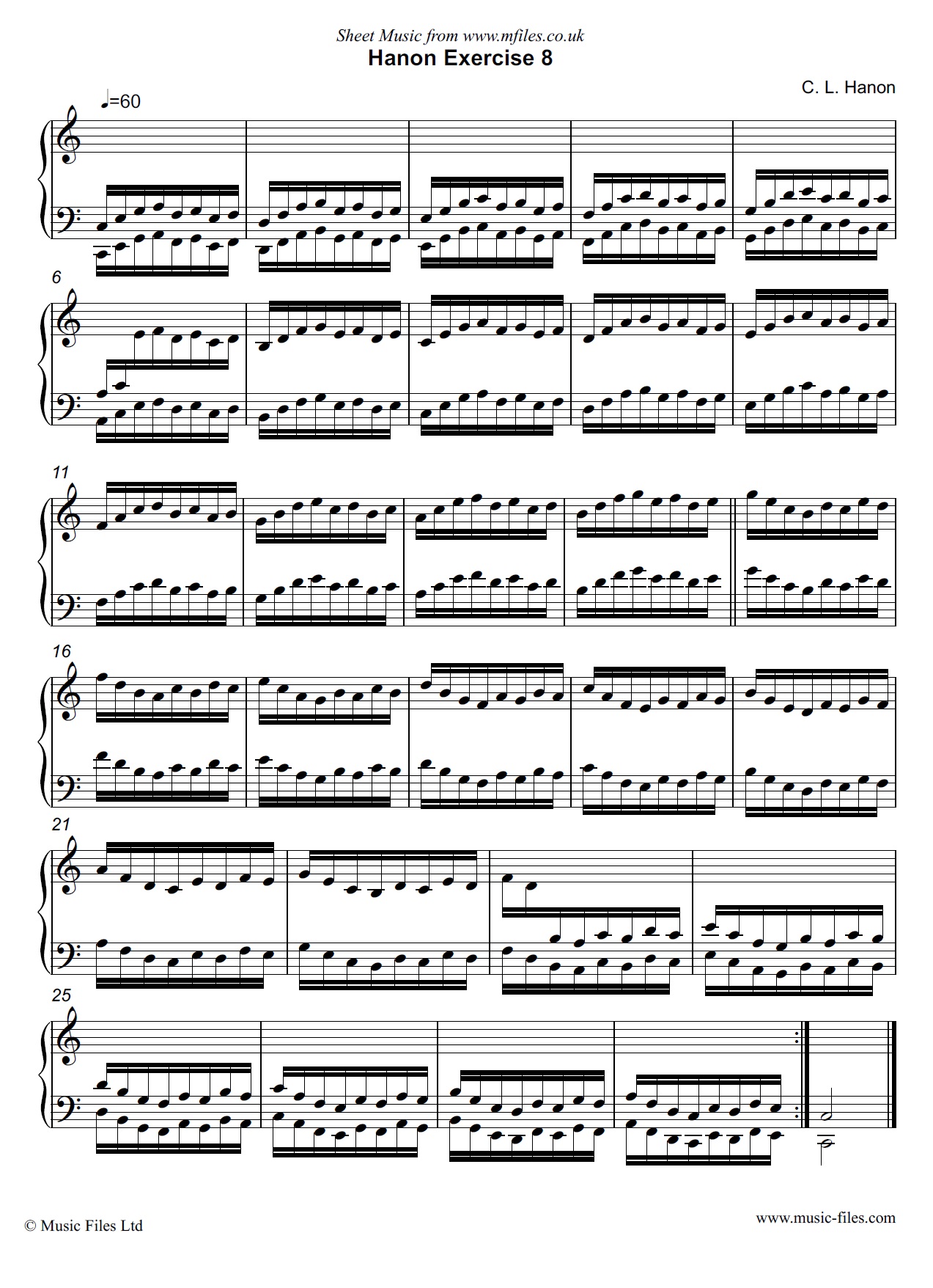 Hanon Exercise no.08 for Piano - click to download sheet music Hanon Exercise no.08 for Piano - piano sheet music 1st page