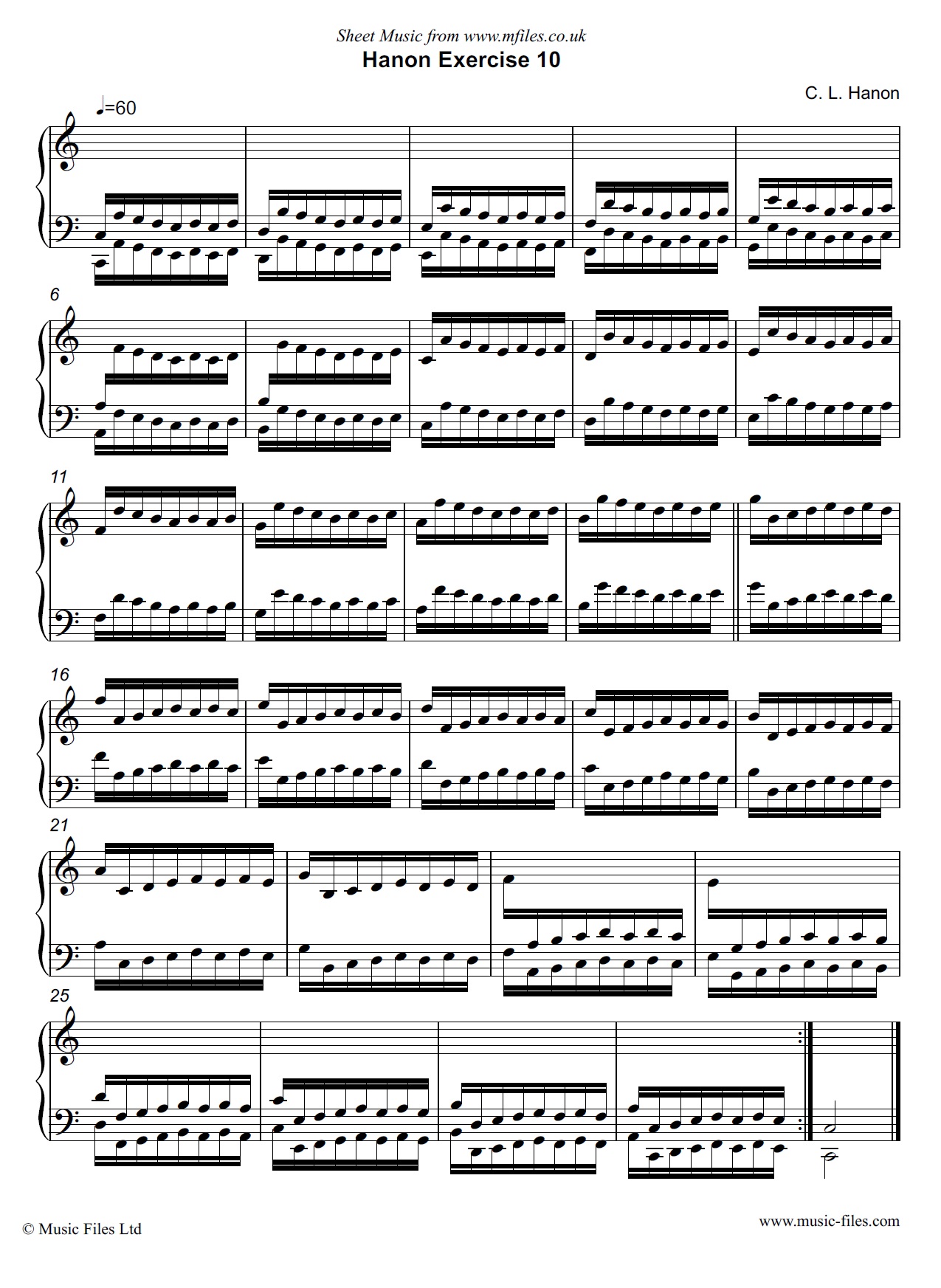 Hanon Exercise no.10 for Piano - click to download sheet music Hanon Exercise no.10 for Piano - piano sheet music 1st page