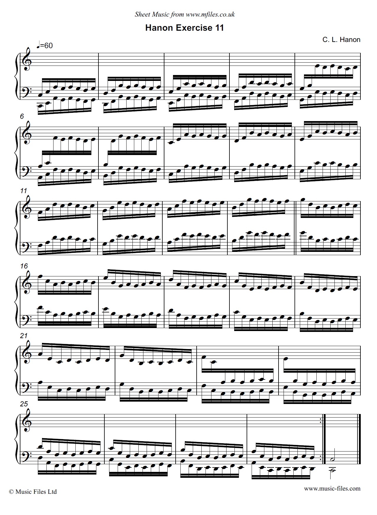 Hanon Exercise no.11 for Piano - click to download sheet music Hanon Exercise no.11 for Piano - piano sheet music 1st page