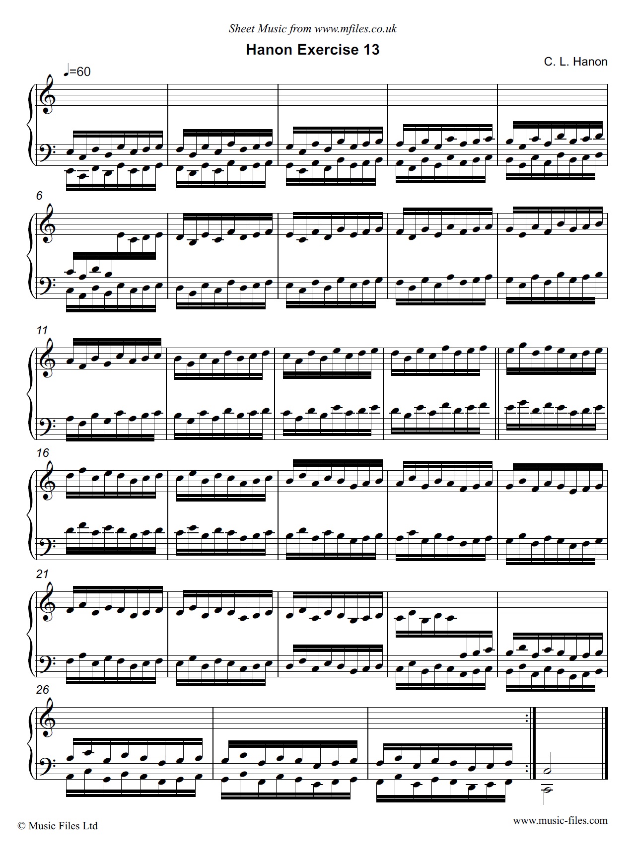Hanon Exercise no.13 for Piano - click to download sheet music Hanon Exercise no.13 for Piano - piano sheet music 1st page