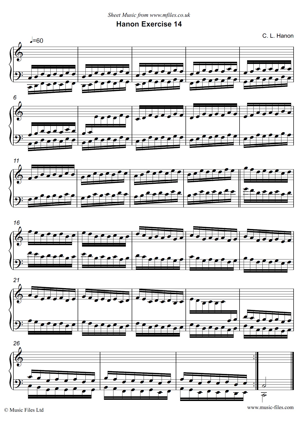 Hanon Exercise no.14 for Piano - click to download sheet music Hanon Exercise no.14 for Piano - piano sheet music 1st page