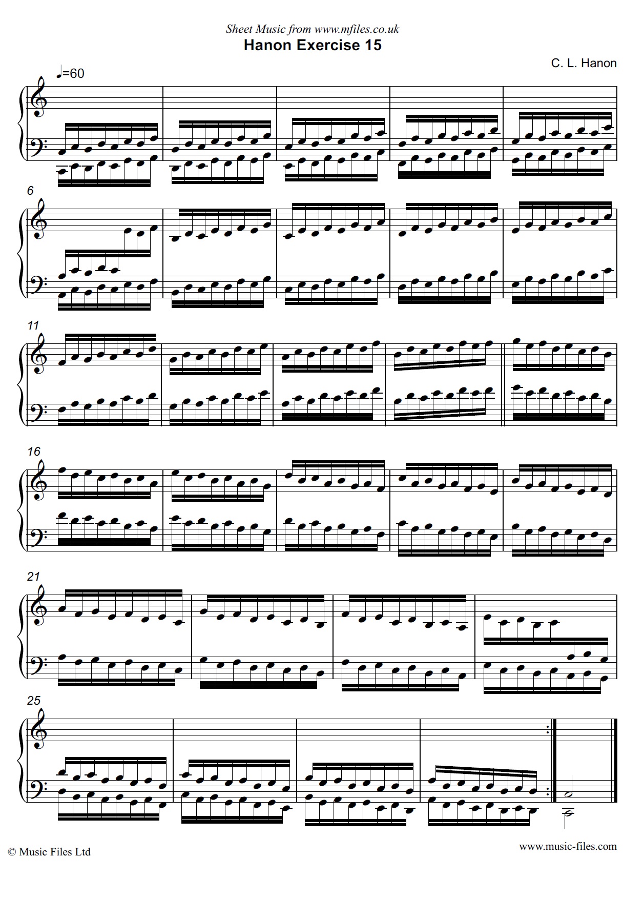 Hanon Exercise no.15 for Piano - click to download sheet music Hanon Exercise no.15 for Piano - piano sheet music 1st page