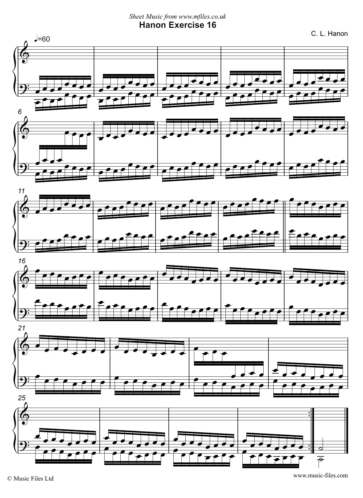 Hanon Exercise no.16 for Piano - click to download sheet music Hanon Exercise no.16 for Piano - piano sheet music 1st page