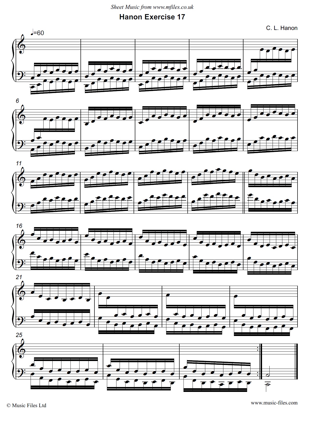 Hanon Exercise no.17 for Piano - click to download sheet music Hanon Exercise no.17 for Piano - piano sheet music 1st page