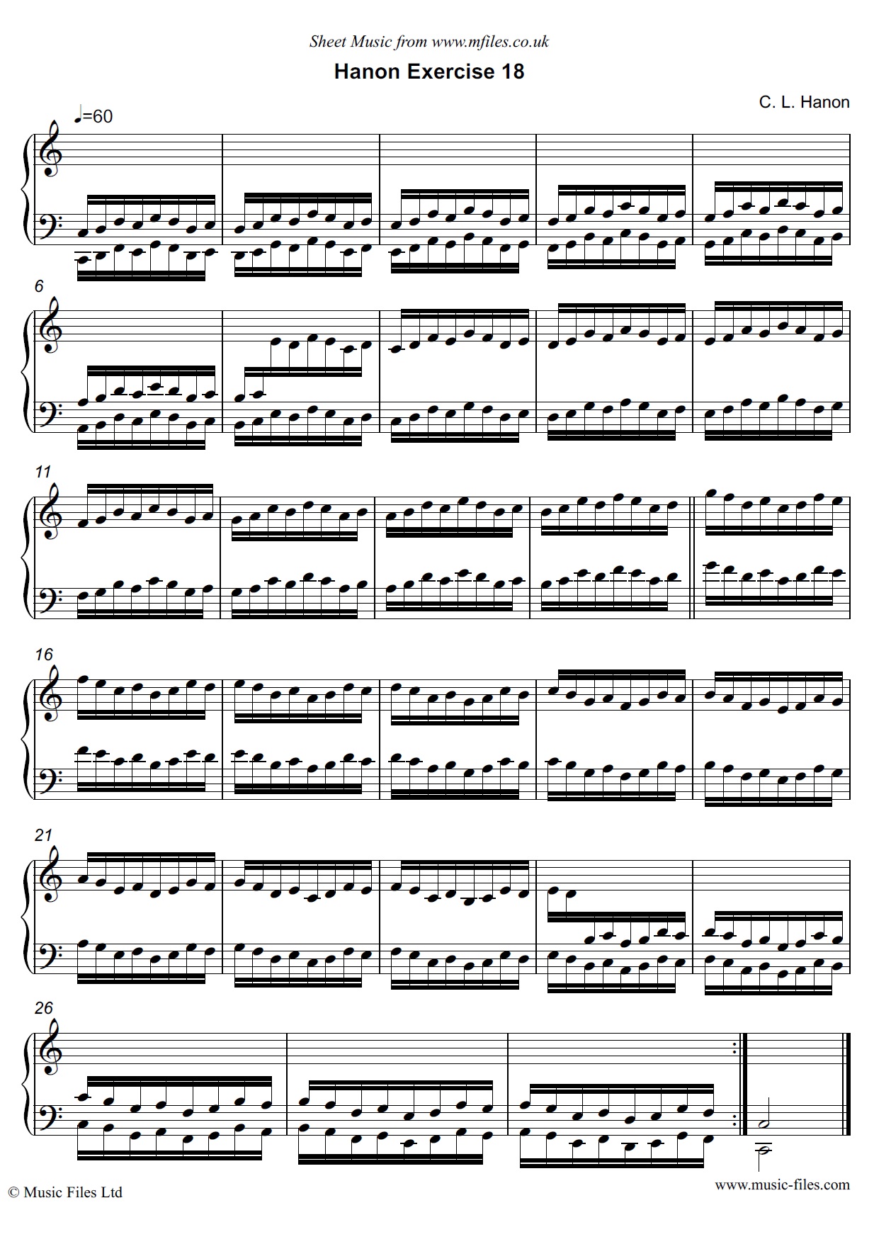 Hanon Exercise no.18 for Piano - click to download sheet music Hanon Exercise no.18 for Piano - piano sheet music 1st page