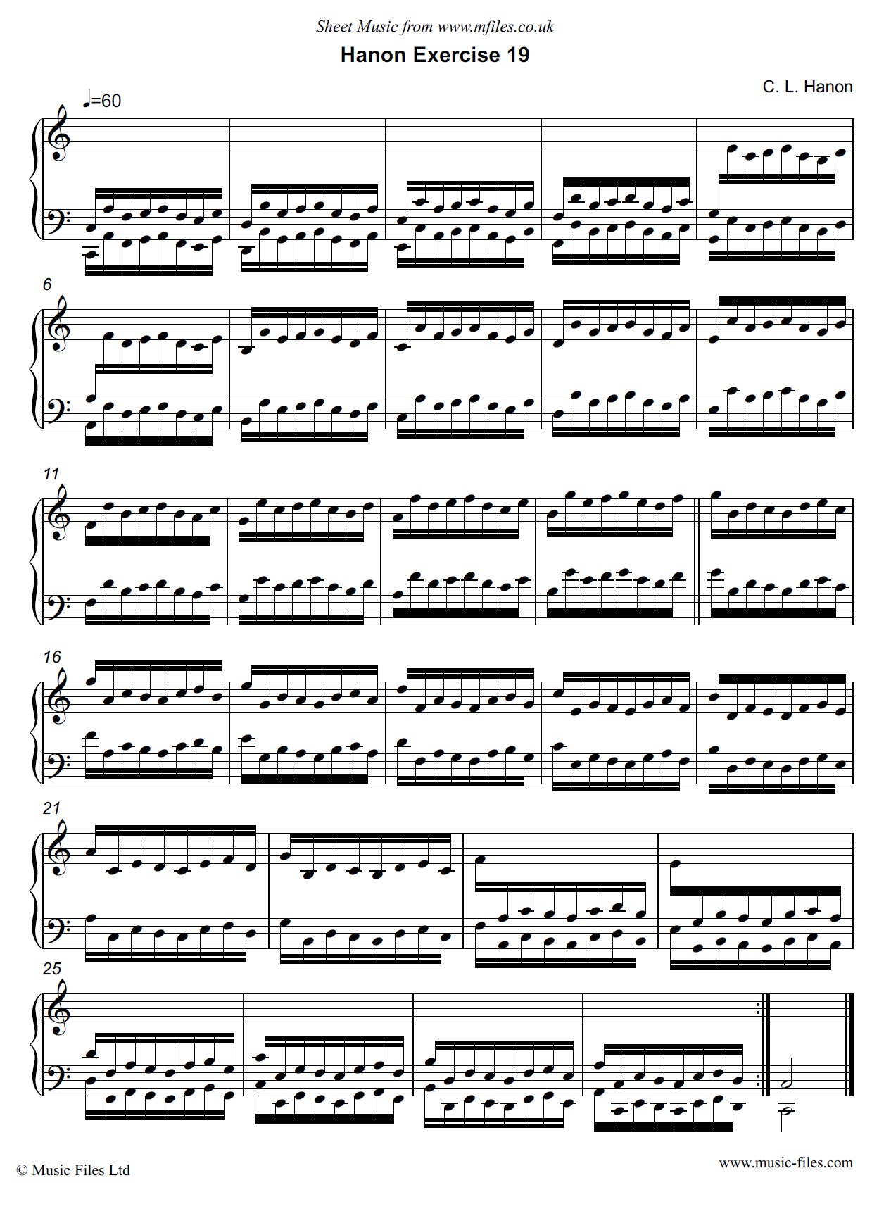 Hanon Exercise no.19 for Piano - click to download sheet music Hanon Exercise no.19 for Piano - piano sheet music 1st page