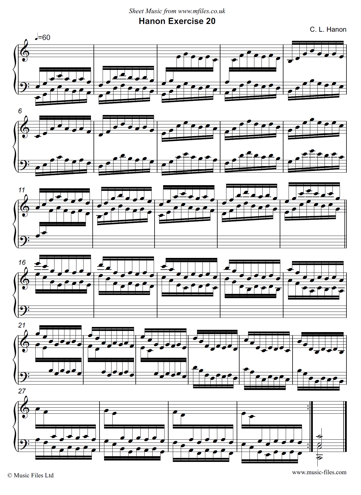 Hanon Exercise no.20 for Piano - click to download sheet music Hanon Exercise no.20 for Piano - piano sheet music 1st page