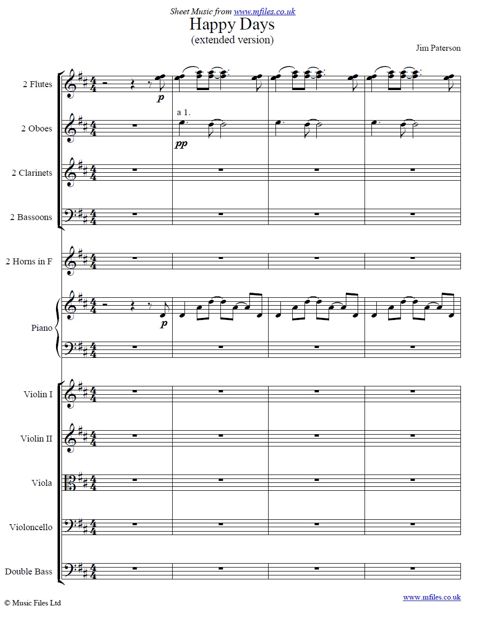 Happy Days by Jim Paterson - click to download sheet music Happy Days by Jim Paterson - sheet music 1st page