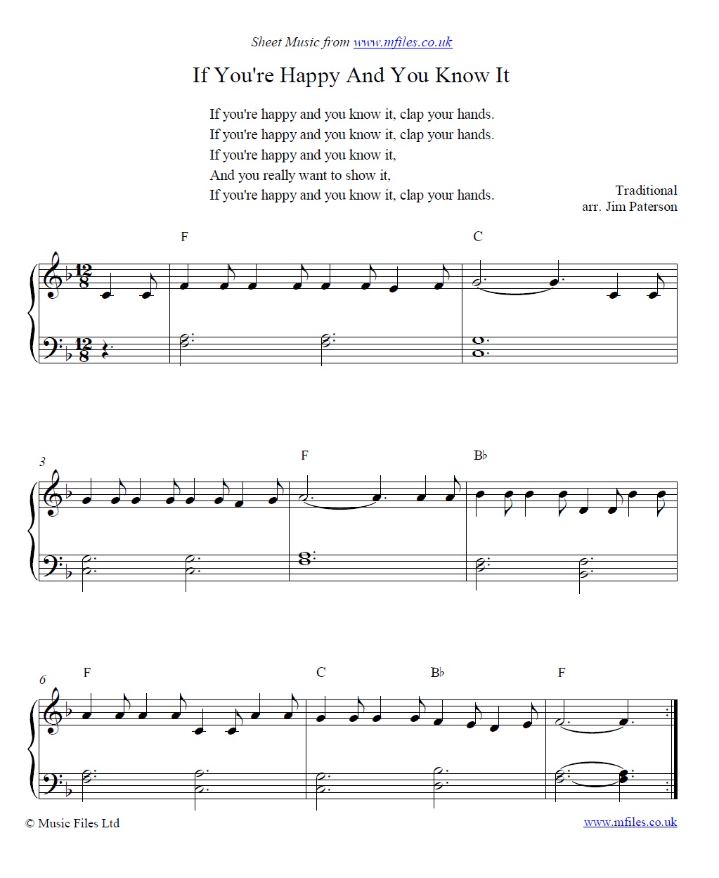 If you're Happy and You Know It for piano - click to download sheet music If you're Happy and You Know It for piano - sheet music 1st page
